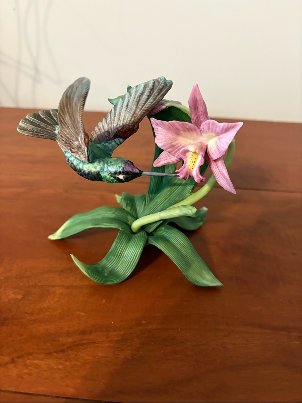 Lenox Magnificent Hummingbird Garden Birds Porcelain Figurine Orchid